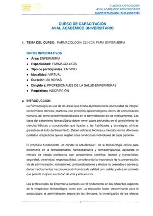 Farmacología Clínica Para Enfermería