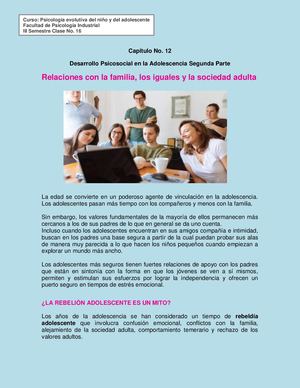 Folleto de lectura desarrollo Psicosocial en la Adolescencia Segunda parte