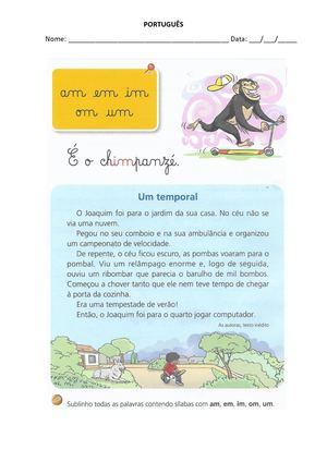 Port Am Em Im Om Um Texto Interpretação
