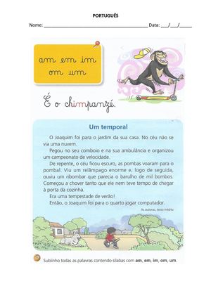 Port Am Em Im Om Um Texto Interpretação
