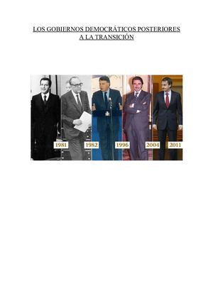 Los Gobiernos Democráticos Posteriores A La Transición