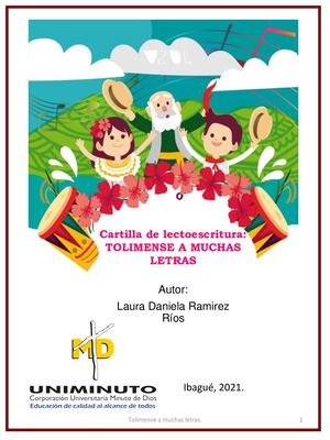 Catilla de lectoescritura "Tolimense a muchas letras".