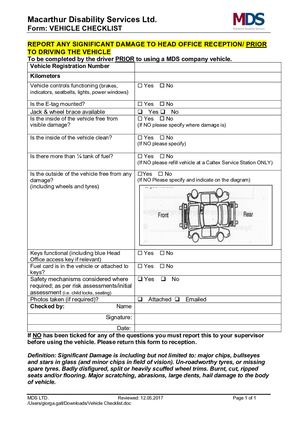 Vehicle Checklist