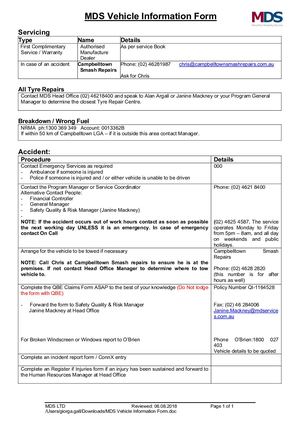 MDS Vehicle Information Form