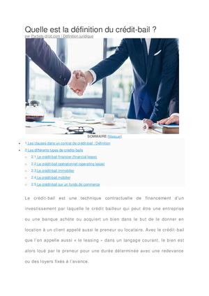 La définition du crédit-bail