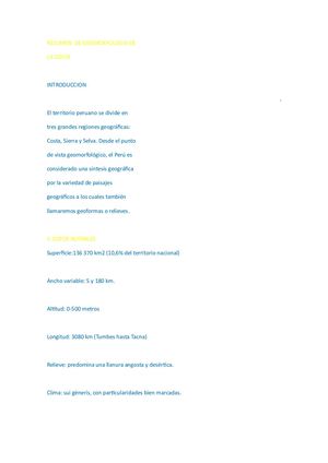 Resumen De Geomorfologia De La Costa