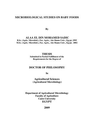 MICROBIOLOGICAL STUDIES ON BABY FOODS