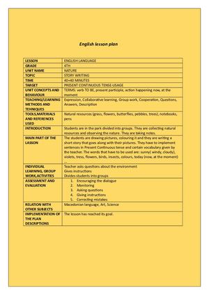 English Lesson Plan - North Macedonia
