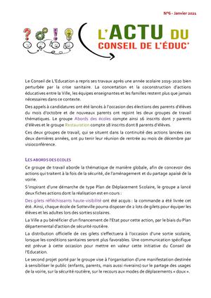 Actu Conseil de l'éducation Janvier 2021