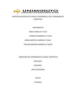 Portafolio Proyecto Desarrollo Del Pensamiento Cientifico Entrega Final
