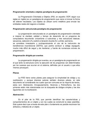 Programación Orientada a Objetos