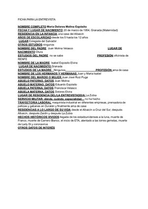 Carolina Ballesta Ruíz Entrevista En Profundidad A Nuestros Abuelos