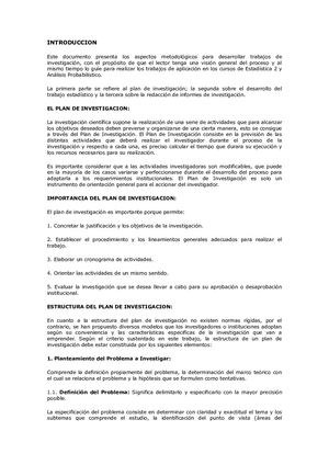 Introduccion Plan De Investigaciòn