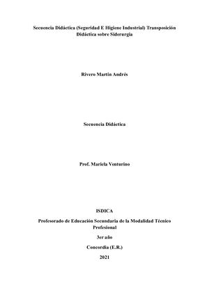 Secuencia Didáctica Segurida E Higiene Industrial (Siderurgia)