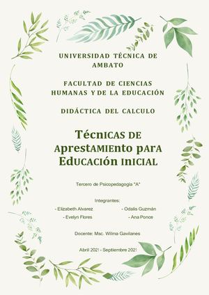 Técnicas de Aprestamiento para nivel de Educación Inicial