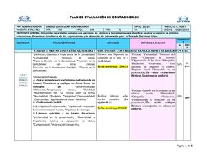 Plan De Evaluación Contabilidad I