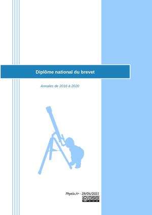 2021 05 29 Annales Dnb Physique Chimie 2016 2020