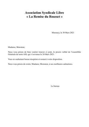 Procès Verbal AG du 24 Mars 2021