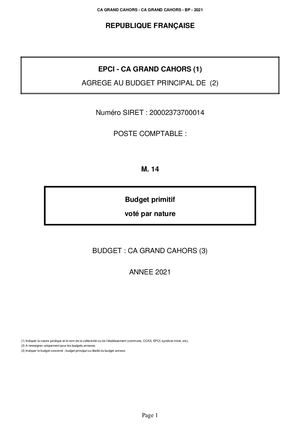 Bp 2021 Grand Cahors Budget Principal