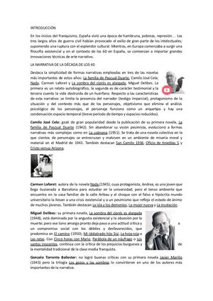 La Novela Española De 1939 Hasta 1975 Docx