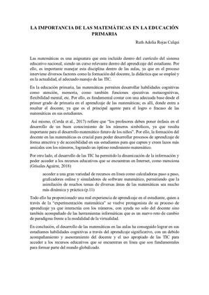 La Importancia De Las Matemáticas En La Educación Primaria