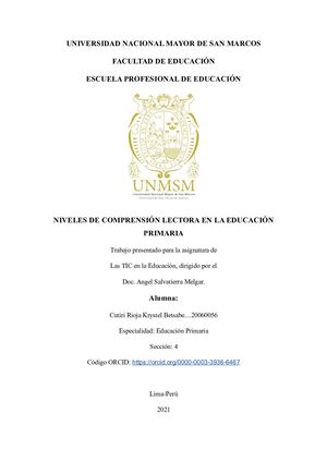 Niveles De Comprensión Lectora En Educación Primaria