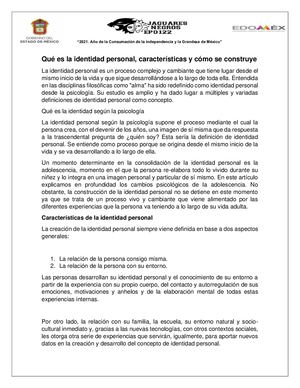 1 Qué Es La Identidad Personal