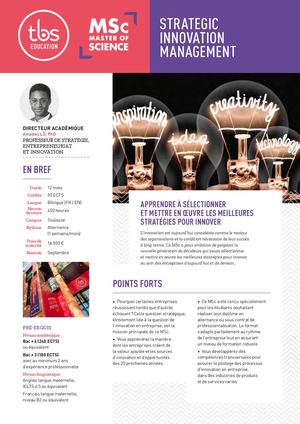 TBS Fiche MSc Strategic Innovation Management FR