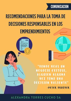 RECOMENDACIONES PARA LA TOMA DE DECISIONES RESPONSABLES EN LOS EMPRENDIMIENTOS