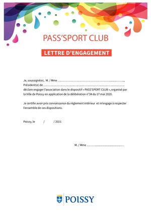 Pass Sport Club Lettre Engagement
