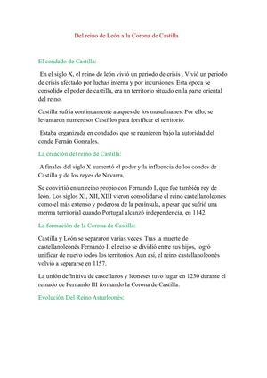 Del Reino De León A La Corona De Castilla