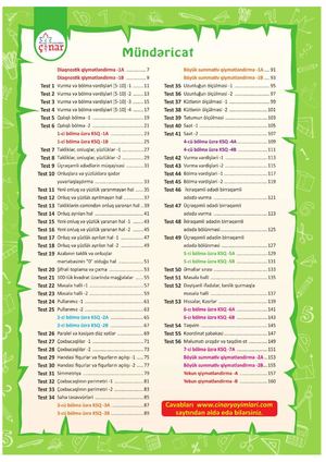 3-cü sinif Riyaziyyat Yarpaq Test (Çinar Yayımları nəşriyyatı)