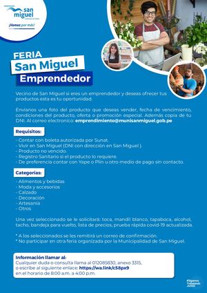 San Miguel Emprendedor - Requisitos