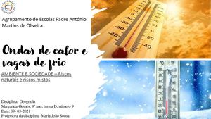 9º D Margarida Ondas De Calor E Vagas De Frio. Geografia 1