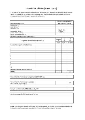 Planilla de Ejemplo Cálculo IRAM 11601