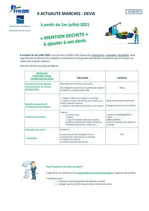 NEWSLETTER DEVIS MENTION DECHETS # JUIN 2021