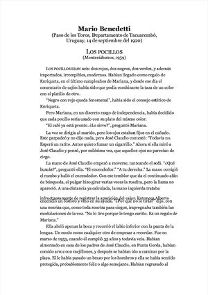 Cuento Los Pocillos De Mario Benedetti