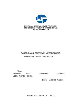 Ensayo De Paradigmas, Episteme, Metodologia, Epistemologia Y Ontologia