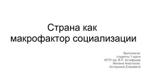 Страна как макрофактор социализации