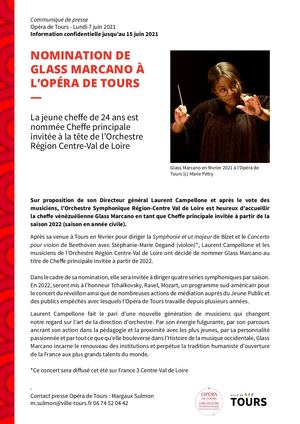 Communiqué Opéra De Tours Nomination Glass Marcano