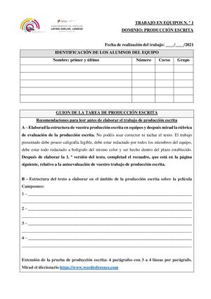 Producción Escrita - Campeones