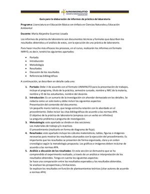 Guía Para La Elaboración De Informes De Práctica De Laboratorio