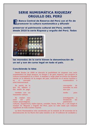 Serie Numismática Riquezay Orgullo Del Perú