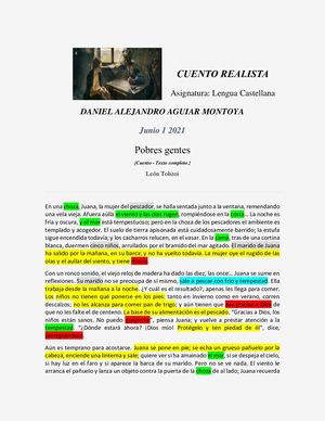 Daniel Alejandro Aguiar Montoya Cuento Pobres Gentes