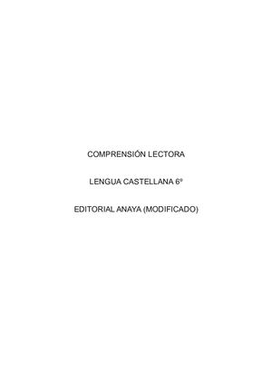 Comprensión Lectora Sexto Primaria