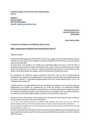 Collectif Usagers Ravel Mairie Paris