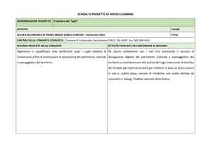 Scheda di Progetto di Service Learning Il Sentiero dei “Laghi”