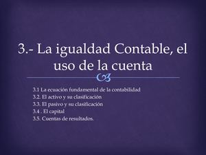 3 La Igualdad Contable, El Uso De La Cuenta