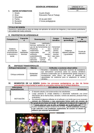 Sesión De Aprendizaje 1 practica
