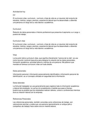 Actividad De Hoy Corriculum